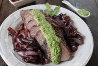 Grilled Tri-Tip with Arugula and Blue Cheese Pesto Recipe