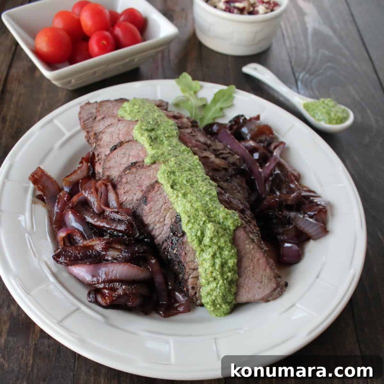 Grilled Tri-Tip with Arugula and Blue Cheese Pesto Recipe