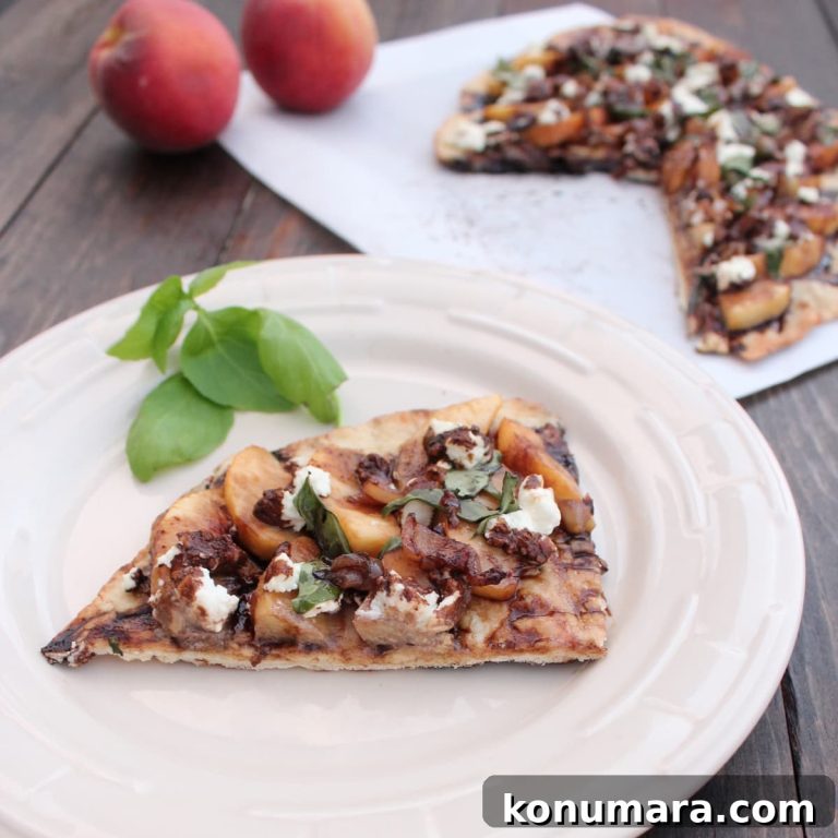 Grilled Peach and Goat Cheese Flatbread with Balsamic Glaze