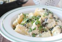 Baked Stuffed Rigatoni with Four Cheeses and Spinach Alfredo