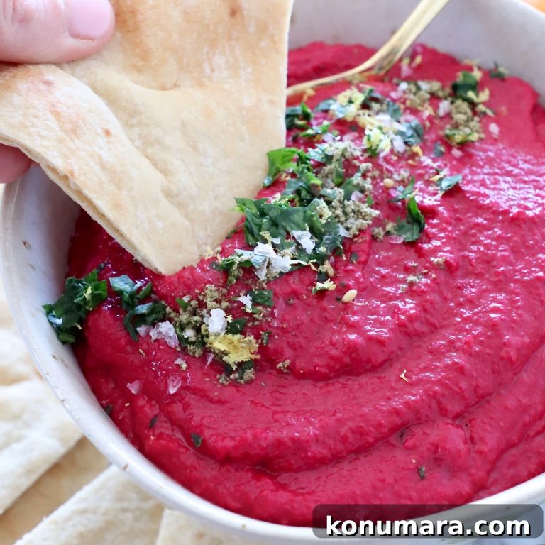 Creamy Roasted Beet Hummus with Lemon and Garlic