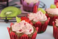 Strawberry Kiwi Cupcakes with Fresh Cream Cheese Frosting