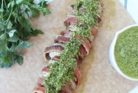 Crispy Bacon Wrapped Chimichurri Pork Tenderloin