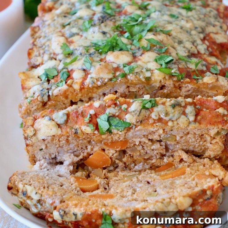Spicy Buffalo Chicken Meatloaf with Blue Cheese