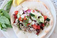 Savory Ground Turkey Gyros with Tzatziki and Pita
