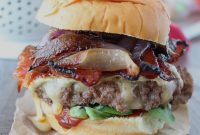 Sriracha Candied Bacon Cheeseburger with Melted Brie