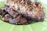 Herb-Rubbed Pork Tenderloin with Red Wine Mushroom Sauce