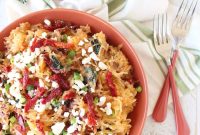 Roasted Mediterranean Spaghetti Squash with Tomatoes and Olives