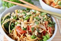 Creamy Thai Peanut Noodles with Stir Fried Vegetables
