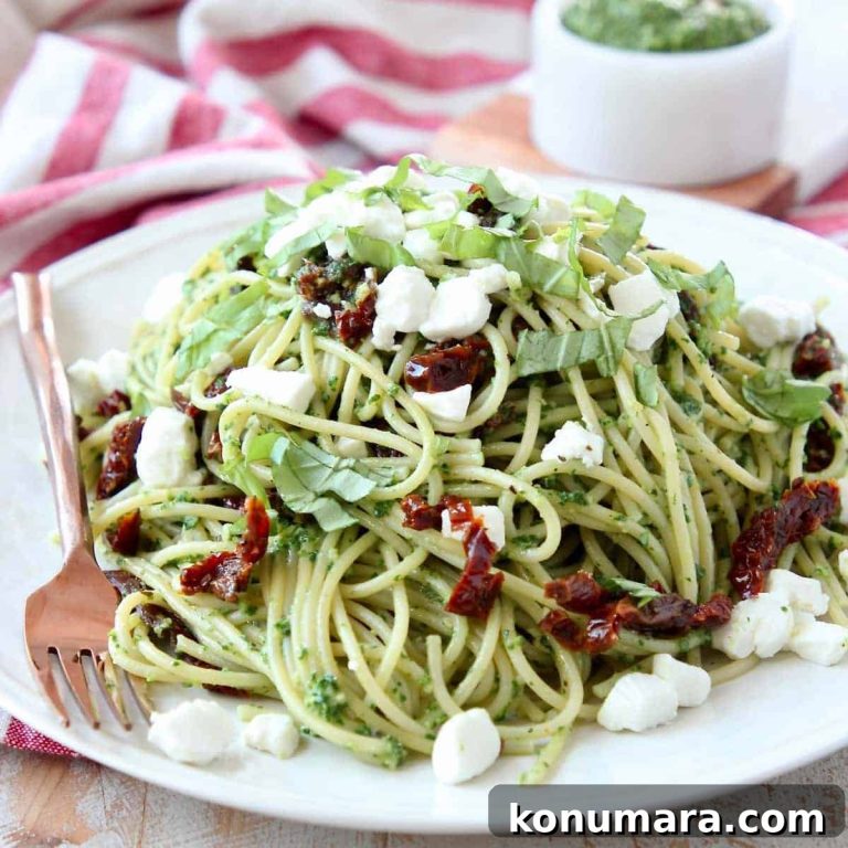 Kale Pesto Spaghetti with Creamy Goat Cheese