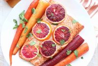 Blood Orange Glazed Baked Salmon with Roasted Carrots