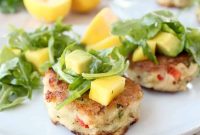 Coconut Crusted Crab Cakes Recipe with Mango Arugula Salad