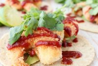 Crispy Shrimp Tacos with Lime Slaw and Avocado Crema