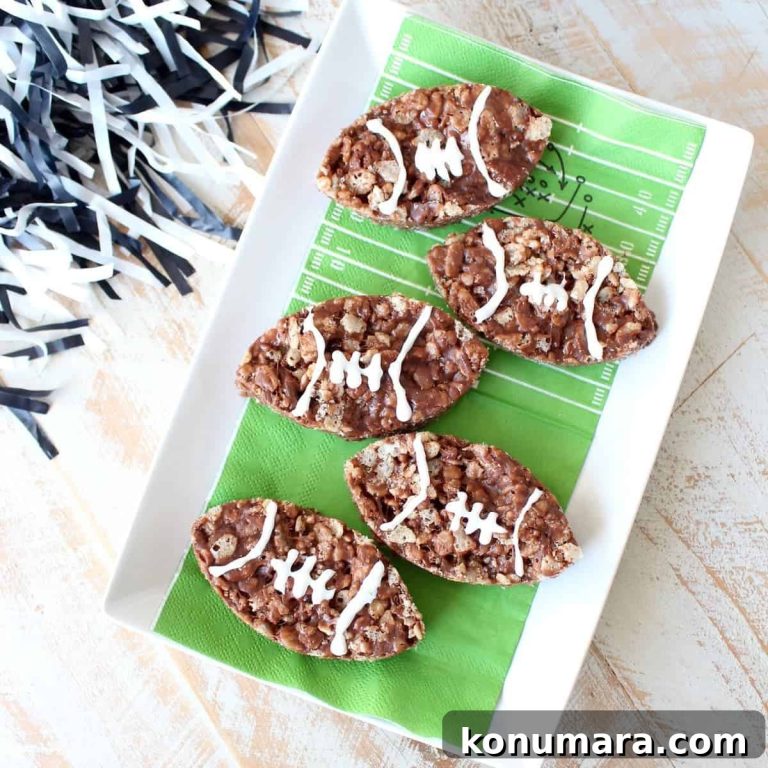 No-Bake Nutella Rice Krispie Football Treats