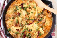 One-Pot Ravioli with Creamy Pesto and Sausage