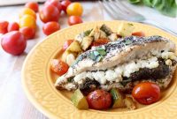 Sheet Pan Stuffed Chicken with Goat Cheese and Pesto