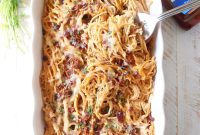 BBQ Chicken and Bacon Baked Spaghetti