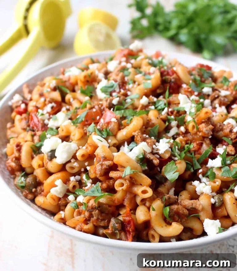 One-Pot Greek Pasta with Feta, Olives and Tomatoes