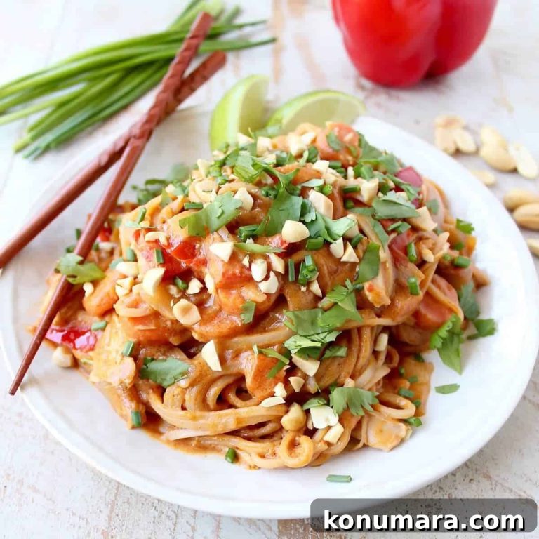 Creamy Slow Cooker Thai Peanut Chicken Noodles