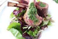 Roasted Rack of Lamb Recipe with Herb Butter and Mint Chimichurri