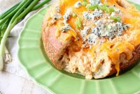 Crispy Bread Bowl Filled with Buffalo Chicken Dip