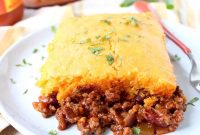 Buffalo-Style Chili Pie with Cheddar Cornbread Topping