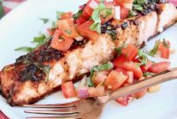 Grilled Salmon with Tomato Bruschetta