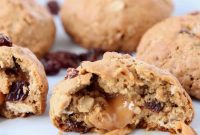 Gooey Caramel Stuffed Oatmeal Raisin Cookies