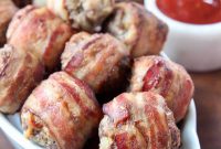 Cheddar-Stuffed Bacon-Wrapped Meatballs