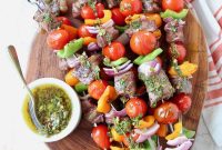 Grilled Ribeye Steak Kabobs with Chimichurri Sauce Recipe