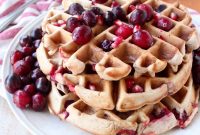 Cranberry Pomegranate Waffles Recipe with Maple Syrup