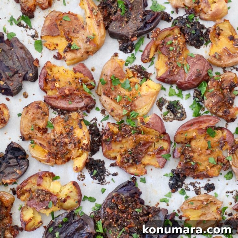 Crispy Smashed Potatoes Recipe with Garlic and Herbs