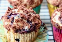 Decadent Blueberry Cream Cheese Muffins with Chocolate Crumble