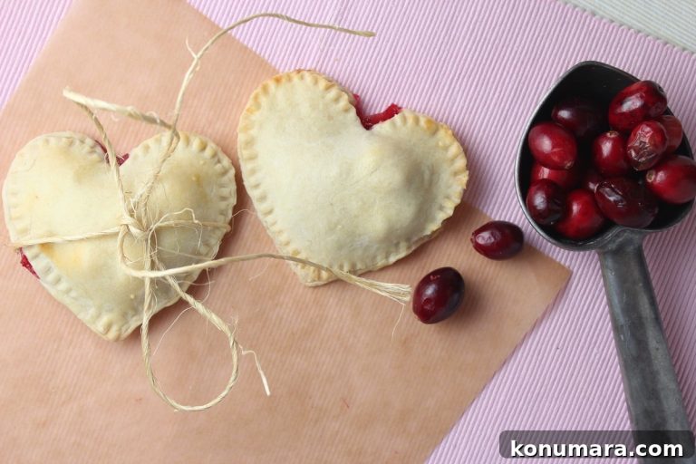 Heart-Shaped Cranberry and Pomegranate Mini Pies