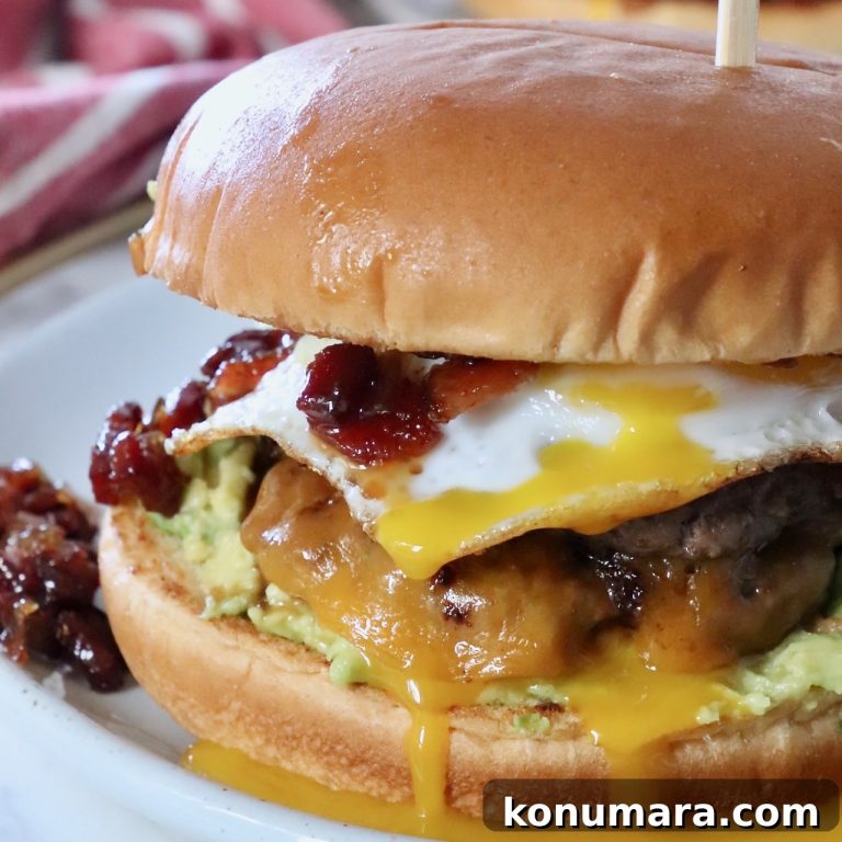 Savory Breakfast Burger Recipe with Fried Egg and Bacon