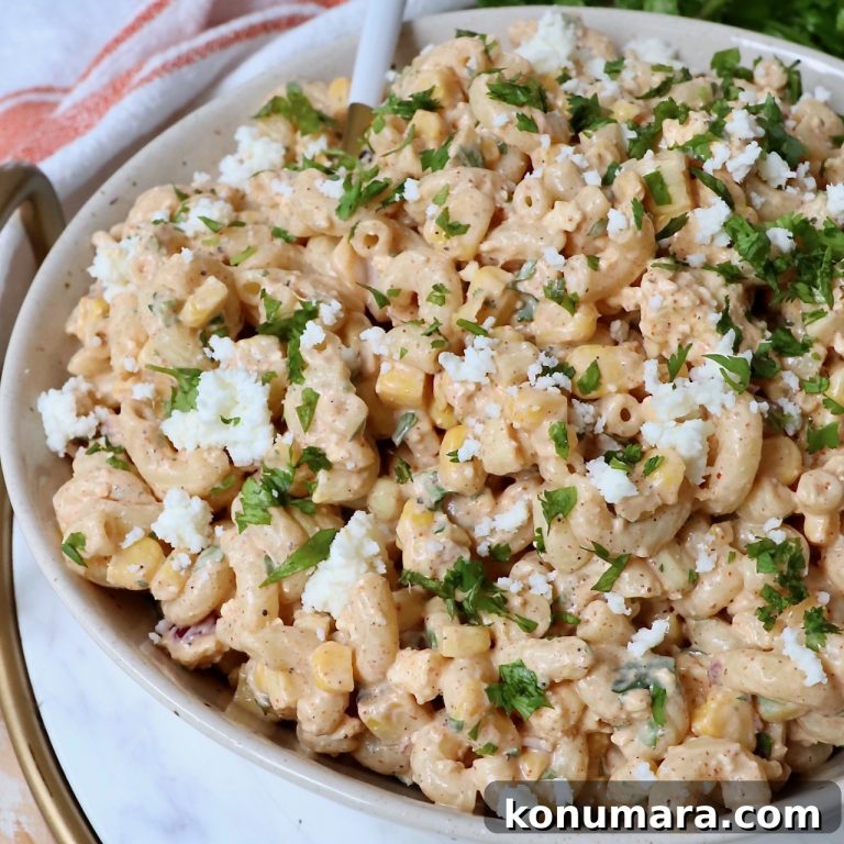 Elote Pasta Salad with Roasted Corn and Cotija
