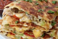 Steak Quesadillas Recipe with Melted Cheese and Salsa