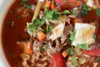 Hearty Cabbage Roll Soup with Savory Tomato Broth