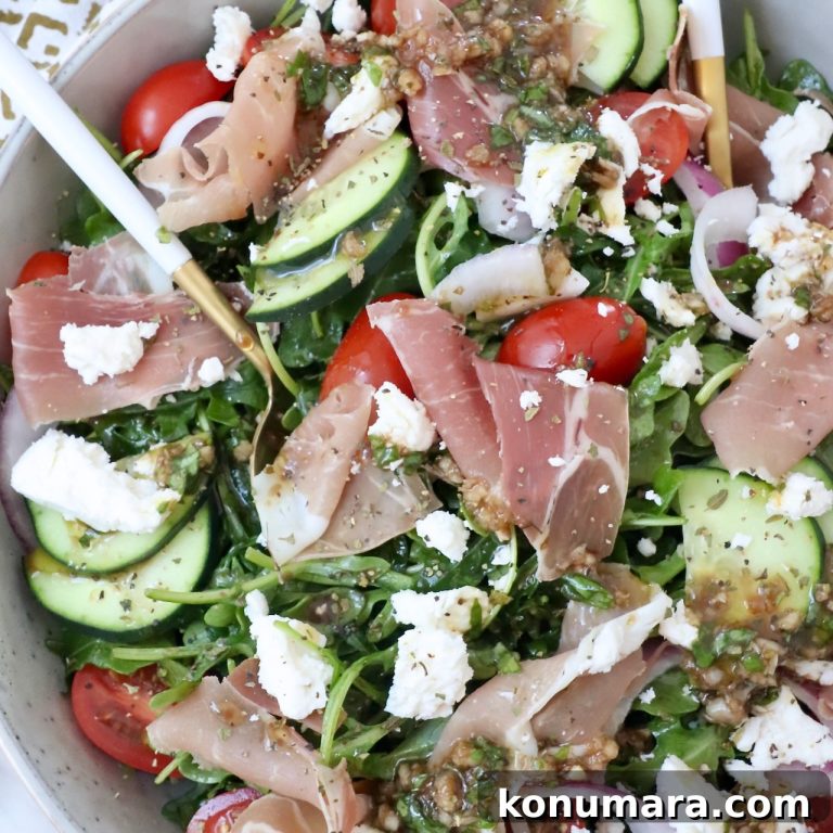 Cucumber, Arugula and Prosciutto Salad with Lemon Vinaigrette
