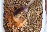 Hot Honey Glazed Sweet Potato Casserole with Pecan Topping