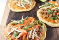 Pulled Pork Roti Pizzas with Thai Peanut Sauce