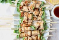 Grilled Mint Julep Bourbon Chicken Skewers