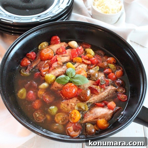 Skillet Heirloom Tomato and Balsamic Chicken