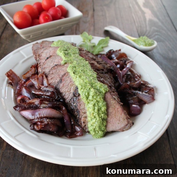 Tri Tip with Arugula Blue Cheese Pesto