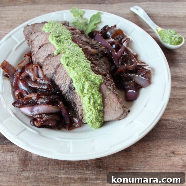 Tri Tip with Arugula Blue Cheese Pesto