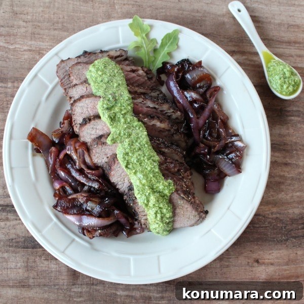Walnut Crusted Tri Tip with Arugula Pesto
