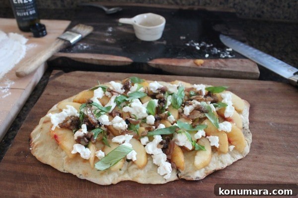 Peach Basil Flatbread with Goat Cheese
