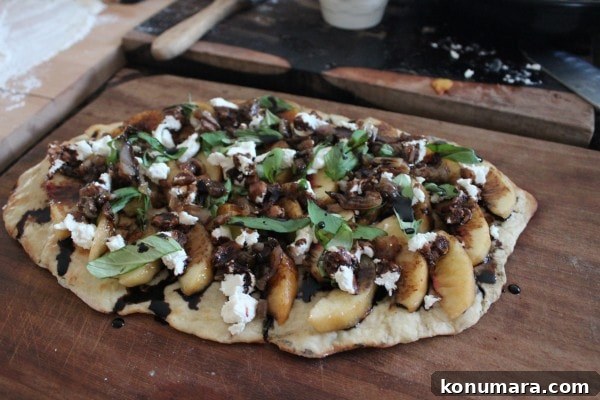 Balsamic Basil Peach Flatbread Recipe