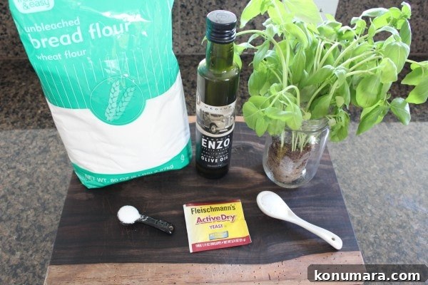 Homemade Basil Flatbread Ingredients