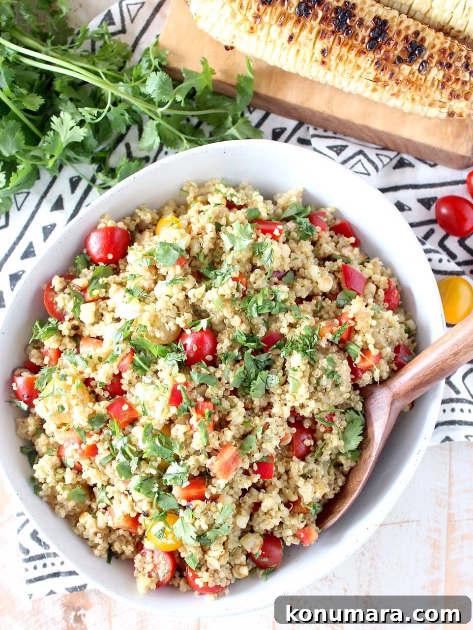 Vegan Quinoa Corn Salad with Avocado Dressing